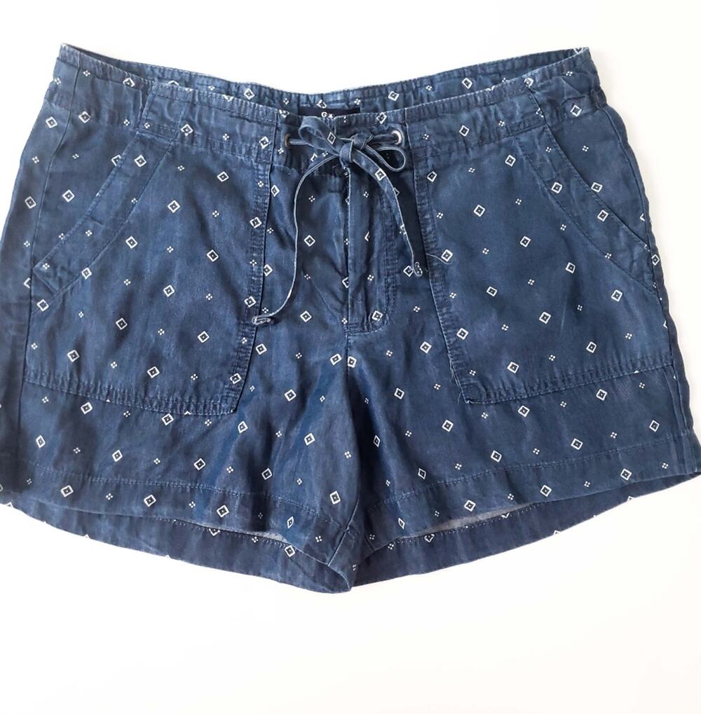 Gap Fact. Blue Chambray Drawstring Shorts Lyocell